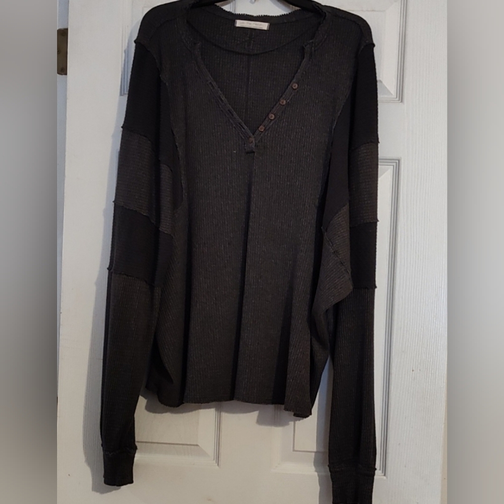 We The Free Black Crew Neck Sweater with Ruffle Detail - Picture 3 of 5